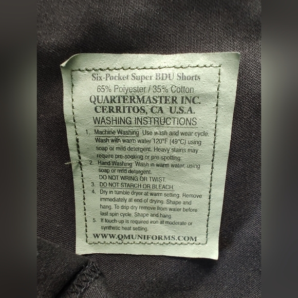 QUARTERMASTER Law Pro Men's 6 Pocket Black BDU Shorts. Size Large waist 35"- 39" - Picture 4 of 8
